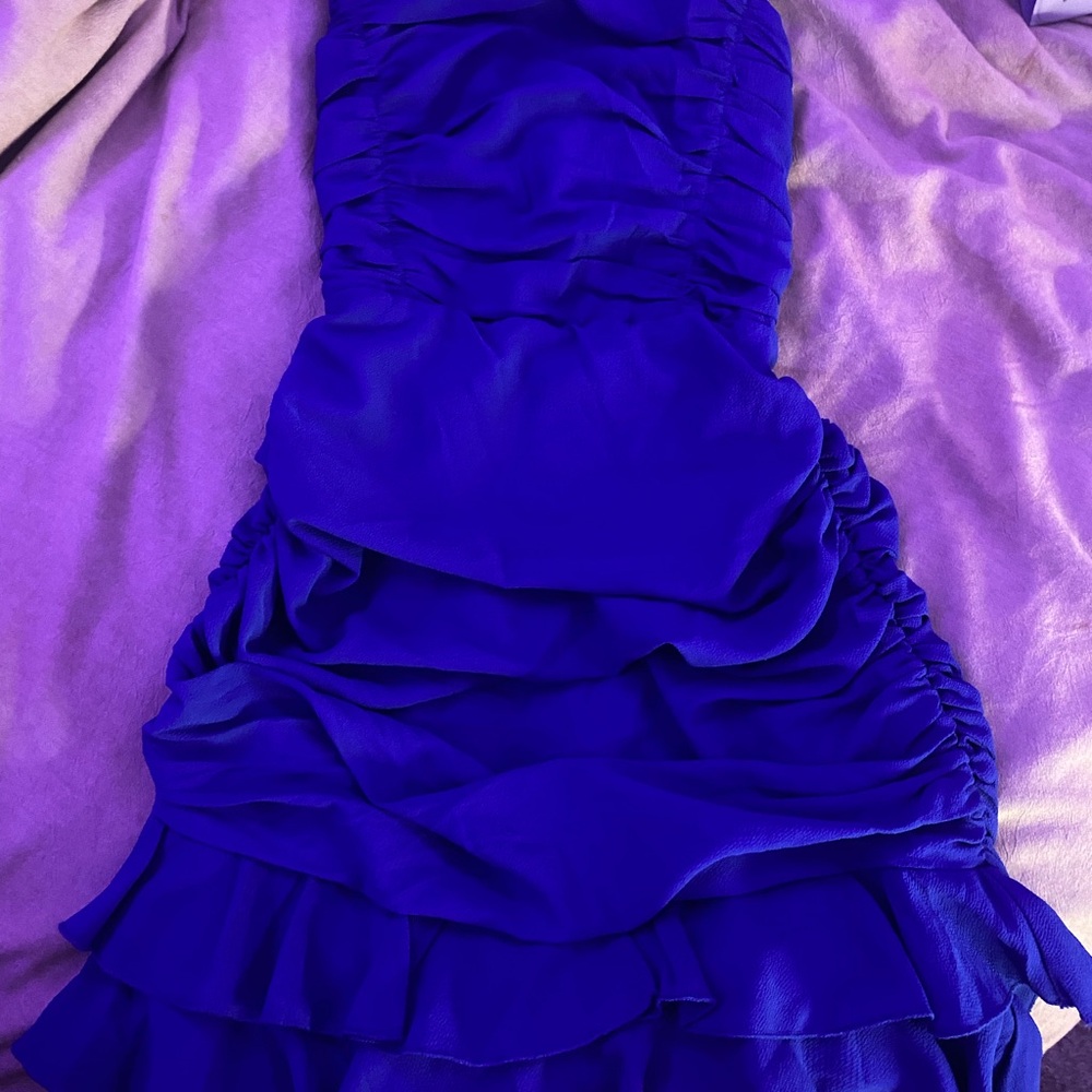Vibrant Blue Ruched Dress